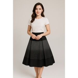 NWT Calvin Klein Striped A-Line Midi Skirt